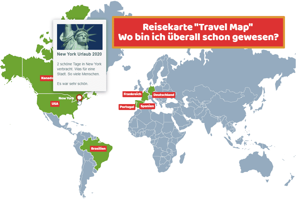 Reisekarte Travel Map wo bin ich gewesen Karte