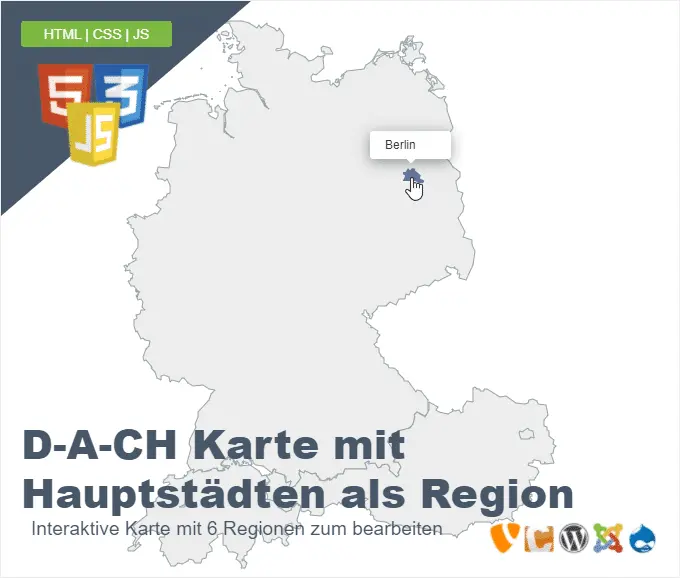 D-A-CH Karte Hauptstädte als Region
