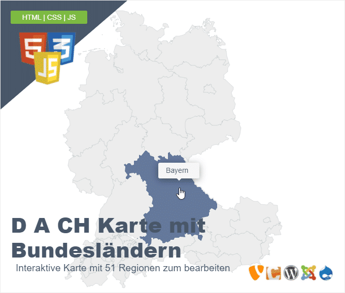 D A CH Karte mit Bundesländern