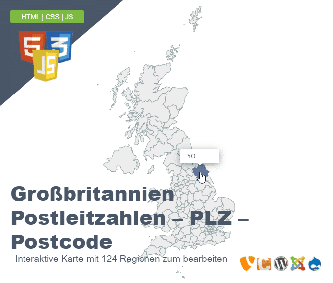 Großbritannien Postleitzahlen – PLZ – Postcode