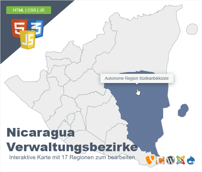 Nicaragua Verwaltungsbezirke