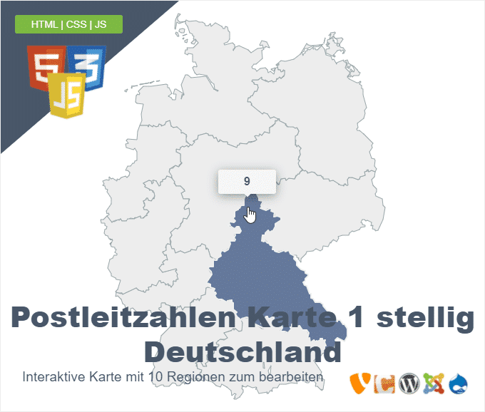 Postleitzahlen Karte 1 stellig Deutschland