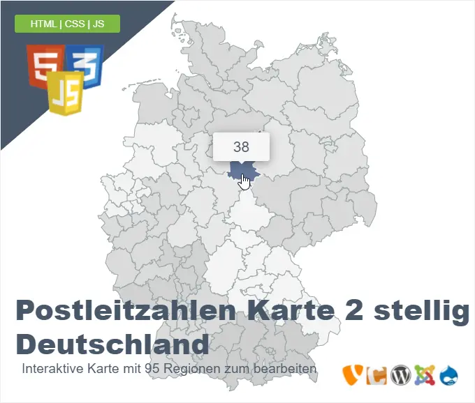 Postleitzahlen Karte 2 stellig Deutschland