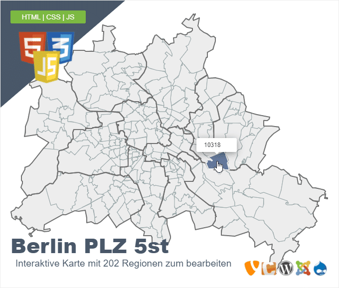 Berlin Postleitzahlen - PLZ 5 stellig