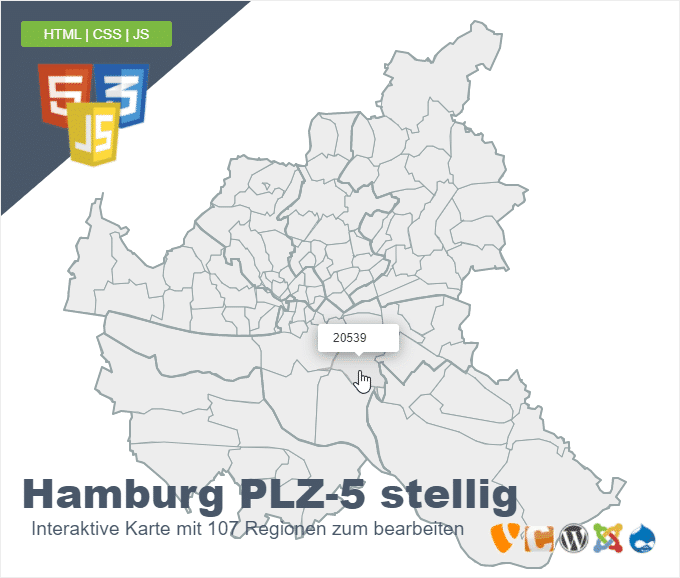 Hamburg Postleitzahlen PLZ 5 stellig