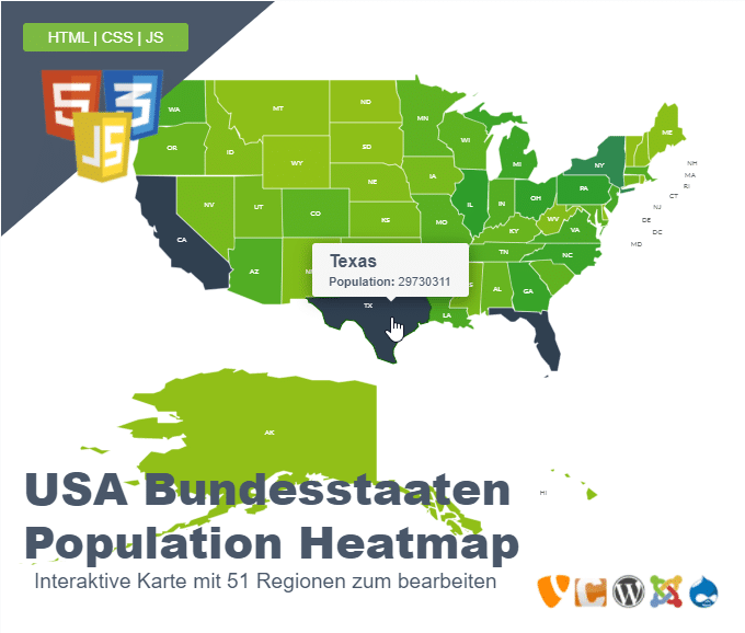 USA Bundesstaaten Population Heatmap